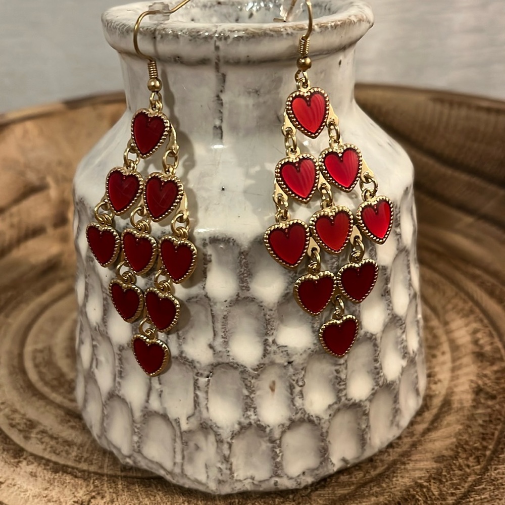 Valentine, metal, mesh earrings
